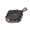 Heart with Oval Brass Pendant Cabochon Settings KK-S521-06RC-2