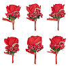 Cloth Rose Flower Boutonniere Brooch with Rhinestone AJEW-WH0258-294A-1