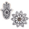 2Pcs 2 Styles Floral Hamsa Hand Flower Porcelain Trinket Dishes AJEW-ME0003-92-1