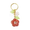 Flower Acrylic Imitation Gemstone Pendant Keychain KEYC-JKC00692-02-1