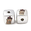 Plating Printed Acrylic European Beads AC-CBA655C-16B-2