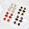 4 Pairs 4 Colors Oval & Teardrop & Rectangle Rhinestone Dangle Stud Earrings EJEW-AN0003-05-7
