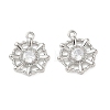 Brass Micro Pave Clear Cubic Zirconia Circular Pendants KK-C259-04P-1
