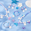 3 Sets 3 Colors Plastic Shell & Alloy Bell Pendant Necklace & Bracelet & Dangle Stud Earrings & Open Cuff Ring SJEW-AN0001-34-7