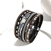 Braided Imitation Leather Crod Multi-strand Bracelets for Women PW-WGA1EC1-02-1