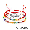 2Pcs 2 Styles Natural Mixed Gemstone & Glass & Brass Round Beads Braided Bead Bracelets PH4377-5-3