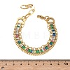 304 Stainless Steel & Glass Double Layers Chain Bracelets for Women BJEW-F540-10G-8