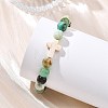 Natural Green Line Jasper & Synthetic Turquoise Cross & Round Beaded Stretch Bracelets for Women Men BJEW-JB13926-02-4