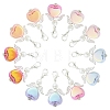 12Pcs 6 Colors Glass Pearl & Alloy Pendant Decorations HJEW-YW00350-2