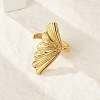 Leaf 304 Stainless Steel Open Cuff Rings for Women RJEW-G338-06G-2