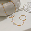304 Stainless Steel Pave Flat Round Clear Cubic Zirconia Hand Chain Ring Bracelets for Women KK9979-3