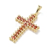 Easter Religion Brass Micro Pave Red Cubic Zirconia Pendants KK-T085-18C-G-2