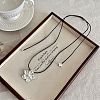 Alloy Resin Flower Pendant Black Waxed Cord Adjustable Long Necklaces for Women WG1FF70-03-1