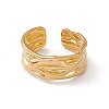 Ion Plating(IP) 304 Stainless Steel Twist Wave Open Cuff Ring for Women RJEW-C045-22G-2