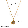 Natural Labradorite Flower Pendant 304 Stainless Steel Chain Necklaces for Women FS-WGE9101-02-1