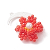 Glass Seed Beaded Moon & Flower Pendants PALLOY-MZ01185-04-3