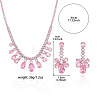 Brass Micro Pave Cubic Zirconia Pendant Necklaces & Stud Dangle Earrings Sets for Women WG2183E-01-4