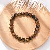 Natural Tiger Eye Round Beaded Stretch Bracelets BJEW-F203-04-1