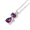 Cat Shape Alloy Rhinestone Pendant Necklaces FS-WG5CA0C-04-2