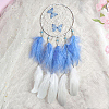 Woven Net/Web with Feather & Butterfly Pendant Decorations AJEW-FH0003-42B-5