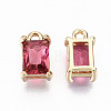 Brass Glass Rhinestone Pendants GLAA-S179-21F-RS-3