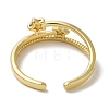 Star Rack Plating Brass Open Cuff Finger Rings for Women RJEW-L123-014G-3