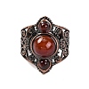 Natural Carnelian Retro Finger Rings RJEW-B067-01R-14-2