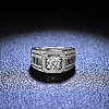 Rhodium Plated 925 Sterling Silver Micro Pave Cubic Zirconia Finger Rings WGBE16F-13-2