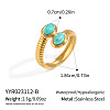 304 Stainless Steel Turquoise Cuff Open Rings for Women LG8065-4-1