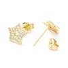 Clear Cubic Zirconia Star Stud Earrings EJEW-P196-05G-2