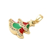 Christmas Theme Rack Plating Brass Cubic Zirconia Pendants KK-K385-119G-01-2