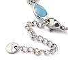 Heart Faceted Glass Link Chain Bracelets BJEW-C059-01A-P-3