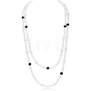 Baking Paint Pearlized Glass Pearl Round Beaded Long Necklaces NJEW-SW00066-02-1