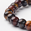 Natural Tiger Eye Round Bead Stretch Bracelets BJEW-L594-D08-2