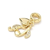 Brass Micro Pave Clear Cubic Zirconia European Dangle Charms X-KK-P345-50G-2