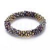 Crochet Glass Beads Braided Stretch Bracelet BJEW-T016-08H-1