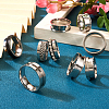 12Pcs 6 Size 201 Stainless Steel Grooved Finger Ring Settings STAS-TA0002-15P-5