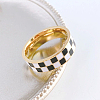 Black & White Checkerboard Stainless Steel Enamel Finger Rings FS-WG83B81-03-1