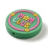 Flat Round with Word Mom Club Silicone Focal Beads SIL-Q025-02C-2