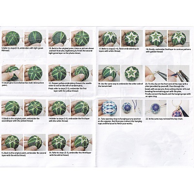 DIY Embroidery Temari Ball Keychain Kits DIY-I064-A04-1