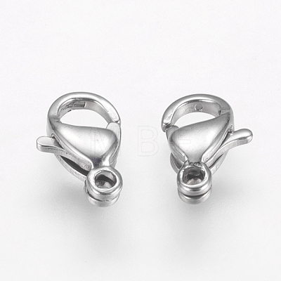 304 Stainless Steel Lobster Claw Clasps STAS-F125-9x6mm-P-1