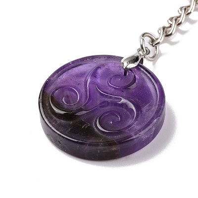 Natural Amethyst Triskele/Triskelion Pendant Keychain KEYC-A031-01P-02-1