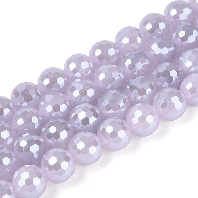 Electroplate Opaque Solid Color Glass Beads Strands GLAA-TAC0009-05B-02-1