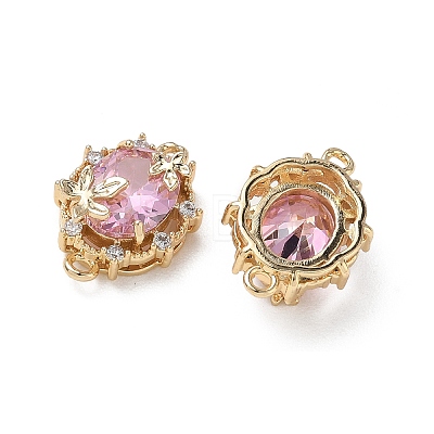 Brass Micro Pave Cubic Zirconia Connector Charms KK-P355-12G-03-1