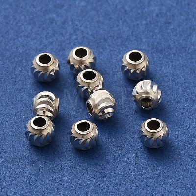925 Sterling Silver Corrugated Round Spacer Beads STER-K178-02D-S-1