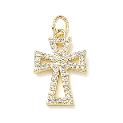Easter Religion Brass Micro Pave Clear Cubic Zirconia Pendants KK-T085-18F-G-1