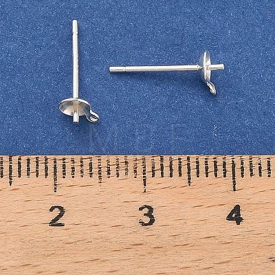 925 Sterling Silver Flat Round Stud Earrings Findings STER-B010-01B-S-1