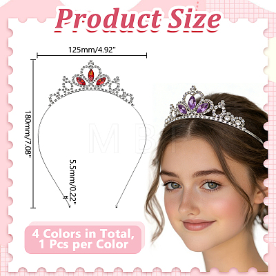 4Pcs 4 Colors Iron Rhinestone Hair Bands OHAR-HY0001-11-1