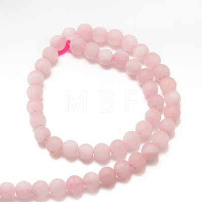 Frosted Natural Rose Quartz Bead Strands G-J120-30-10mm-1