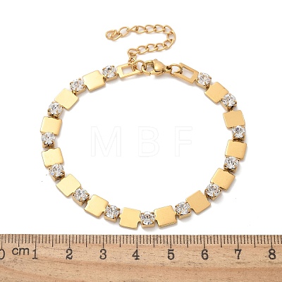 304 Stainless Steel Rhinestone Cup Chain Bracelets for Women BJEW-F488-26B-G-1